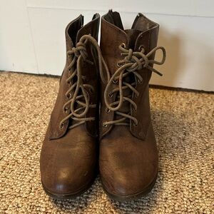 Brown Lace Up Booties